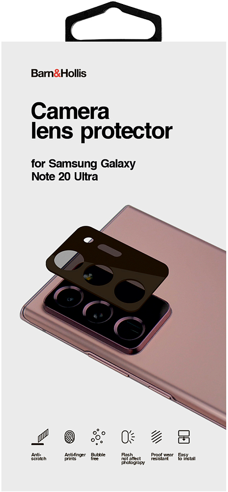 Защитное стекло Barn&Hollis на камеру для Galaxy Note20 Ultra черный
