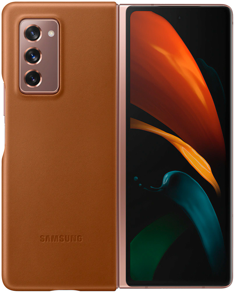 Чехол Samsung Leather Cover для Galaxy Z Fold2 коричневый