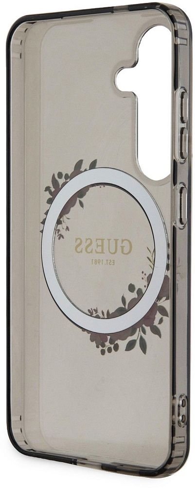 Чехол Guess Flowers Wreath MagSafe для Galaxy S24 черный фото 4