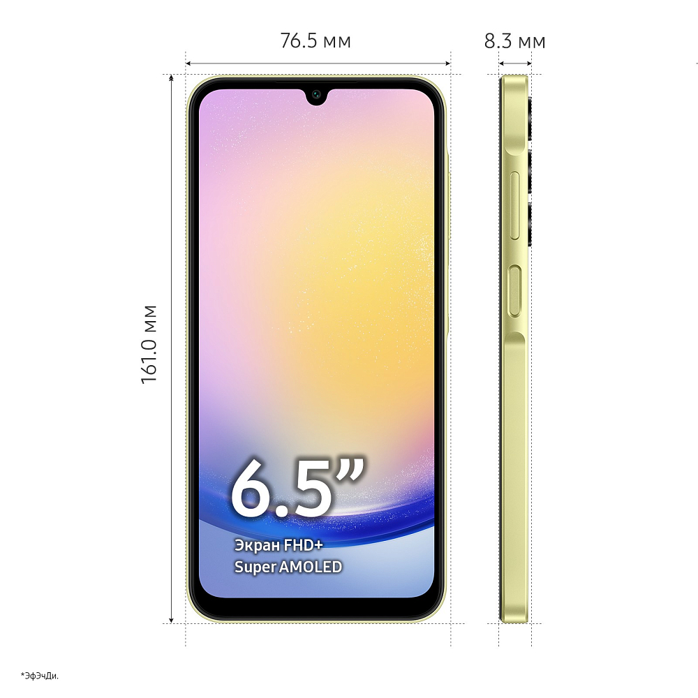 Смартфон Samsung Galaxy A25 8 ГБ/256 ГБ желтый SM-A256E08256YLW21S Galaxy A25 8 ГБ/256 ГБ желтый - фото 3