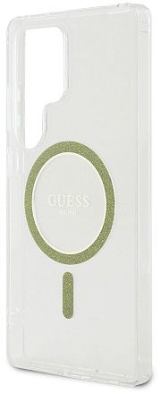 Чехол Guess Glitter Circle MagSafe для Galaxy S25 Ultra прозрачный