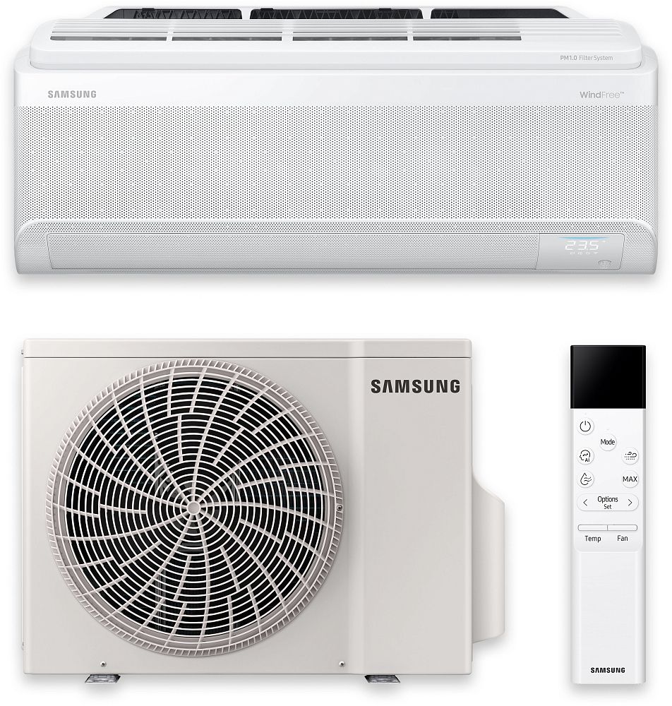 Сплит-система Samsung AR80F09CABW, до 27 м², Bespoke AI WindFree AI cooling + Filter pm 1.0 WI-FI, белый