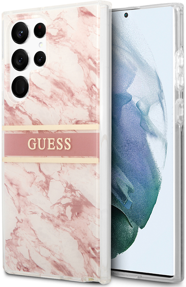 Чехол Guess Marble для Galaxy S22 Ultra розовый GUHCS22LKMABPI - фото 3