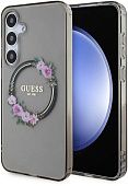 Чехол Guess Flowers Wreath MagSafe для Galaxy S24+ черный