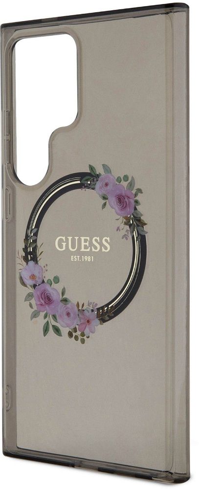 Чехол Guess Flowers Wreath MagSafe для Galaxy S24 Ultra черный фото 3