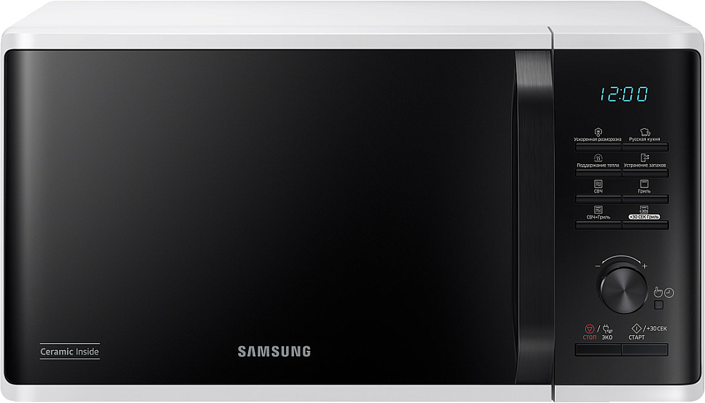 

Микроволновая печь Samsung MG23K3515AW/BW с грилем, 23 л белый, MG23K3515AW/BW с грилем, 23 л белый