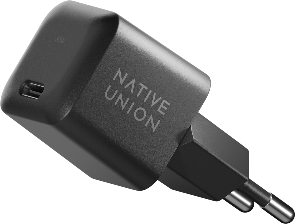 Сетевое зарядное устройство Native Union Fast GaN Charger USB-C, PD, 30Вт черный FAST-PD30-2-BLK-EU - фото 1