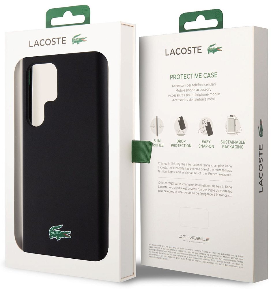 Чехол Lacoste Liquid silicone Croc Logo Hard для Galaxy S23 Ultra черный LCHCS23LSLOK - фото 5