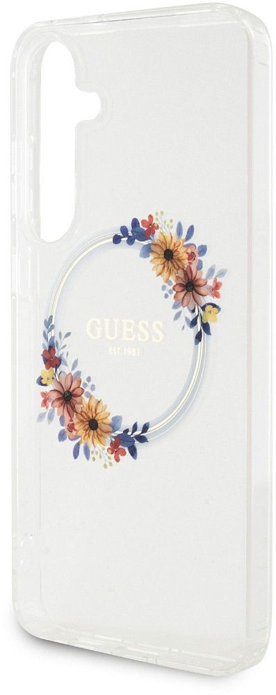 Чехол Guess Flowers Wreath MagSafe для Galaxy S24+ прозрачный фото 3