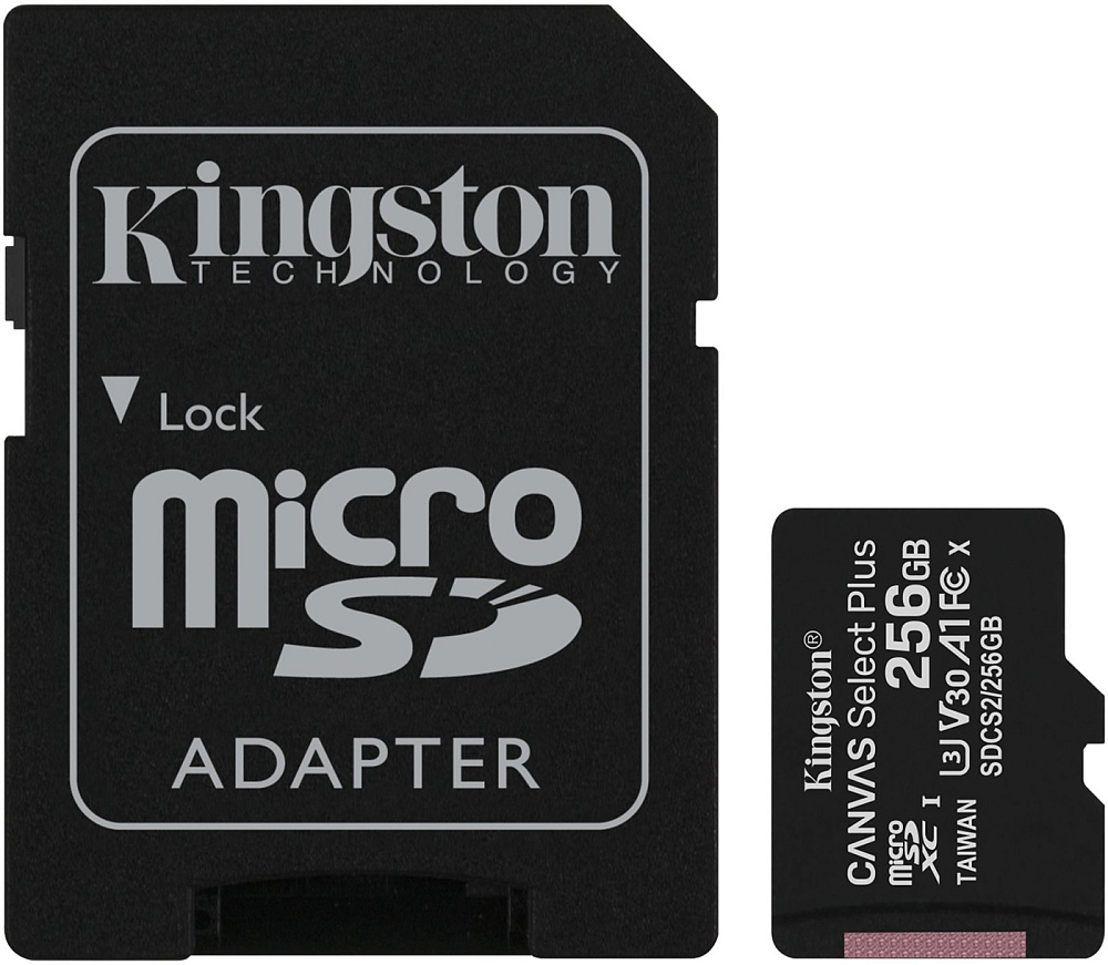 Карта памяти Kingston Canvas Select Plus 256ГБ, CL10 SDCS2/256GB, цвет черный
