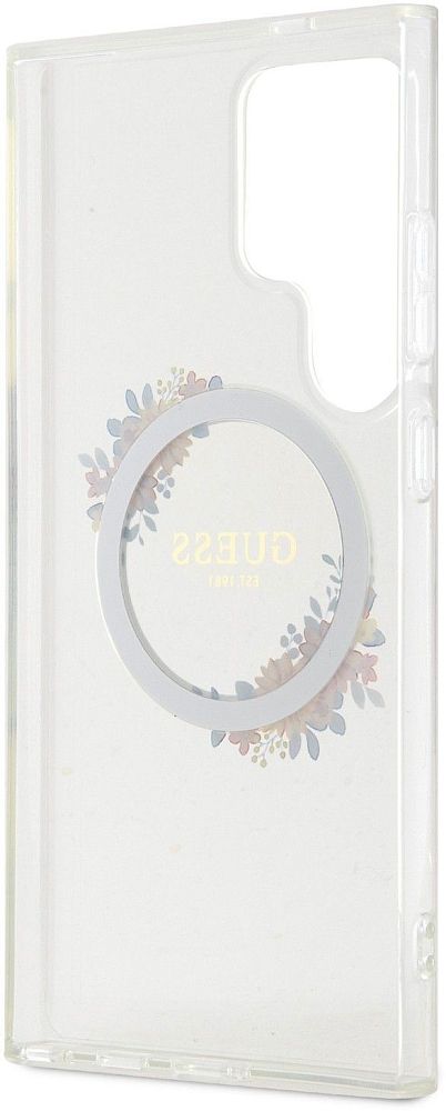 Чехол Guess Flowers Wreath MagSafe для Galaxy S24 Ultra прозрачный фото 4