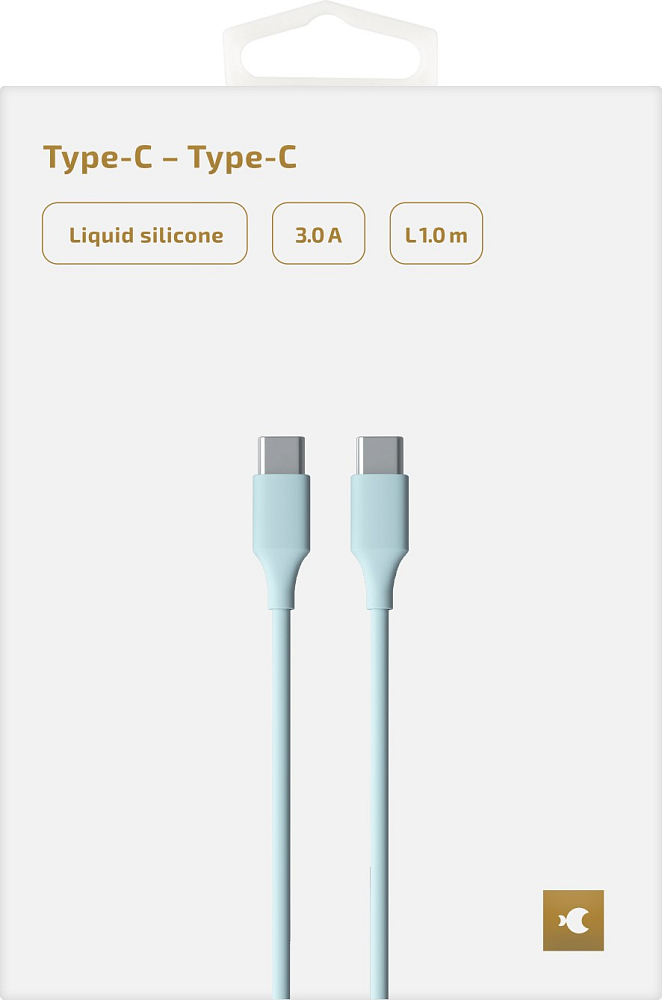 Кабель moonfish USB‑C - USB‑C 1 м, силикон голубой MNF35688 - фото 3