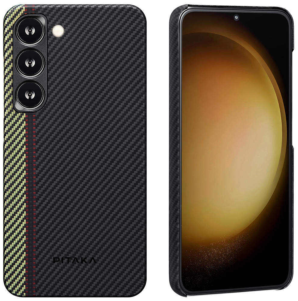 Чехол Pitaka MagEZ 3 Case для Galaxy S23, кевлар черный/зеленый