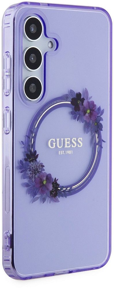 Чехол Guess Flowers Wreath MagSafe для Galaxy S24 фиолетовый фото 2