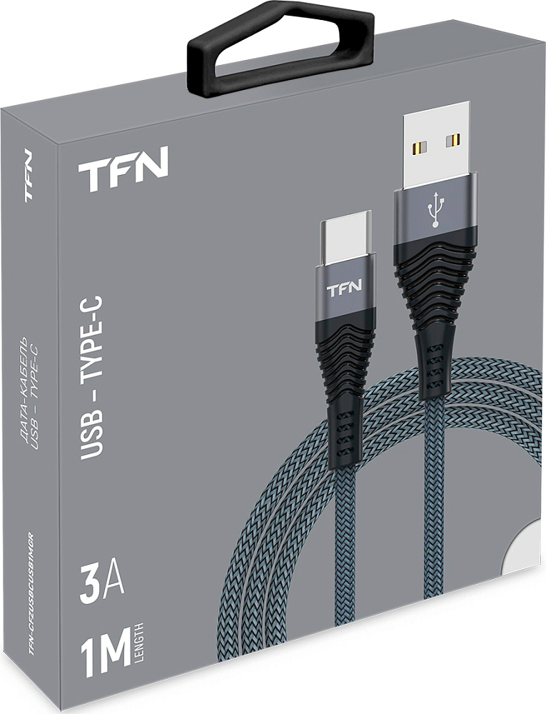 Кабель TFN Forza USB-A - USB-C, 1м графит TFN-CFZUSBCUSB1MGR, цвет серый - фото 2