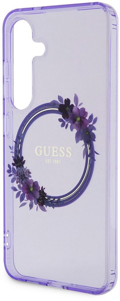 Чехол Guess Flowers Wreath MagSafe для Galaxy S24 фиолетовый фото 3