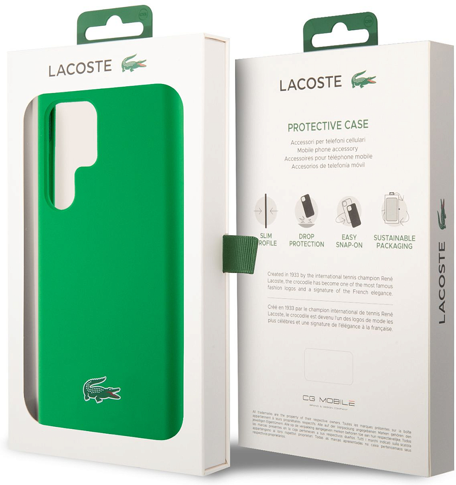 Чехол Lacoste Liquid silicone Croc Logo Hard для Galaxy S23 Ultra зеленый LCHCS23LSLON - фото 5