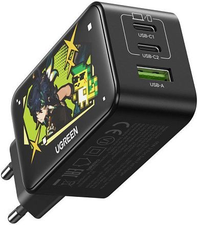 Сетевое зарядное устройство UGREEN x Genshin Impact Nexode USB-A + 2хUSB-C, 65Вт, GaN черный Фото 2