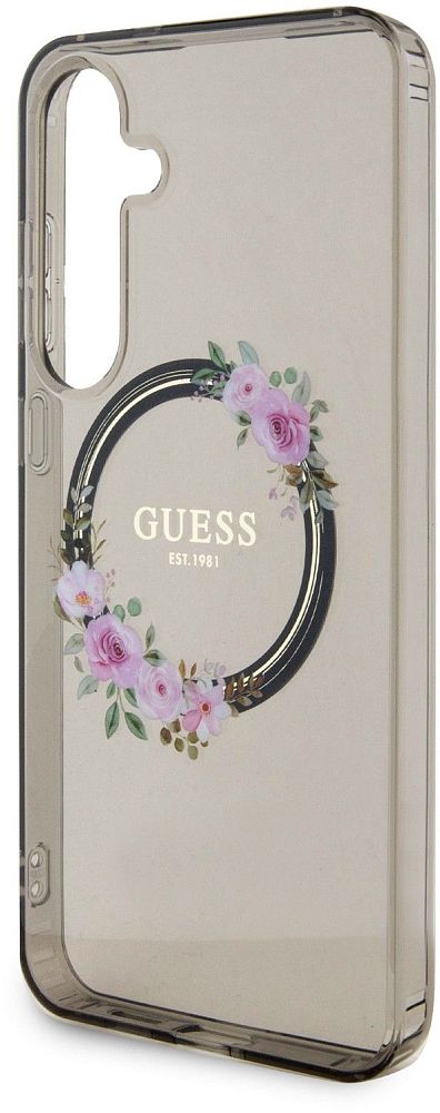 Чехол Guess Flowers Wreath MagSafe для Galaxy S24+ черный фото 3