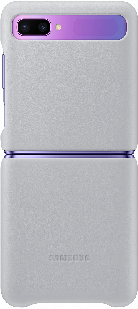Чехол Samsung Leather Cover Galaxy Z Flip светло-серый