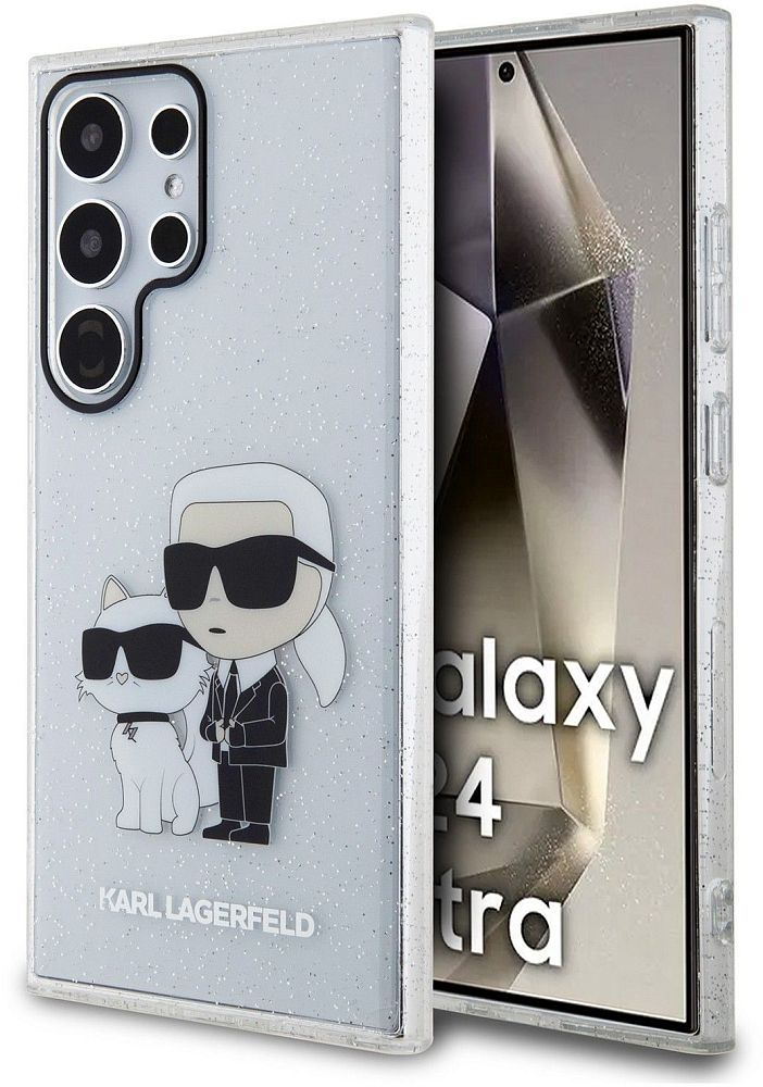 Чехол Karl Lagerfeld Glitter Choupette для Galaxy S24 Ultra прозрачный